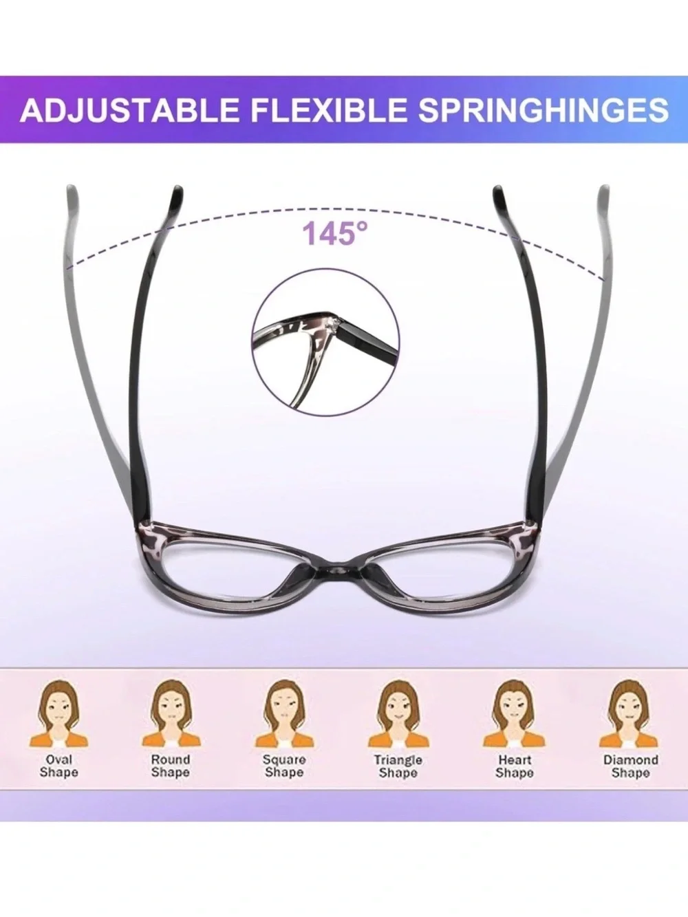 eyeezi 4PC Cat Eye Reading Glasses for WomenBlue Light Flexible Spring Hin +2.5